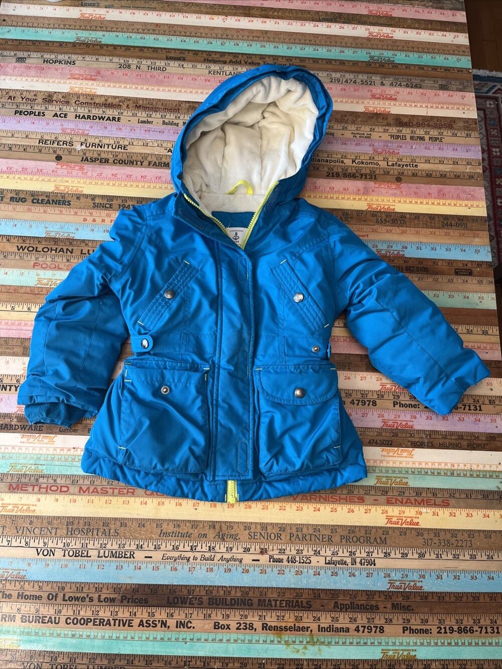 Land’s End Kids Winter Coat “The Squall” Youth Sz S (4) Fleece Lined Hood Girls